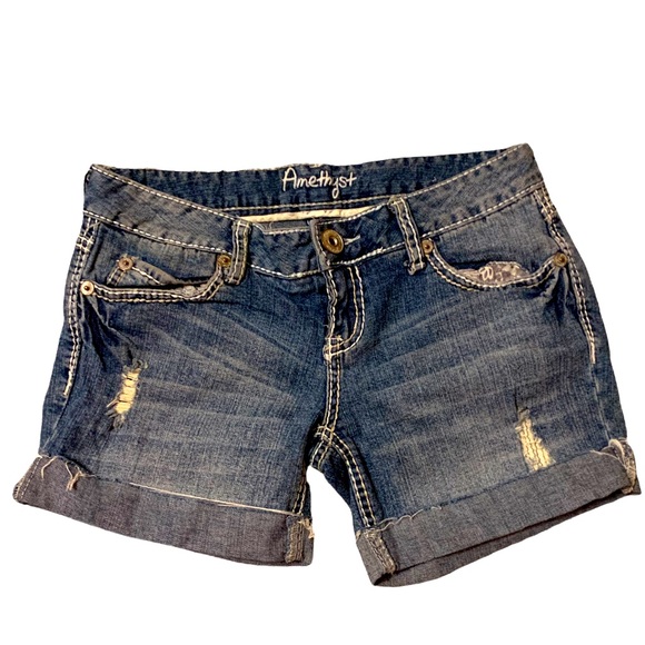 Amethyst Jeans Pants - Amethyst Women’s Denim Distressed Jean Shorts